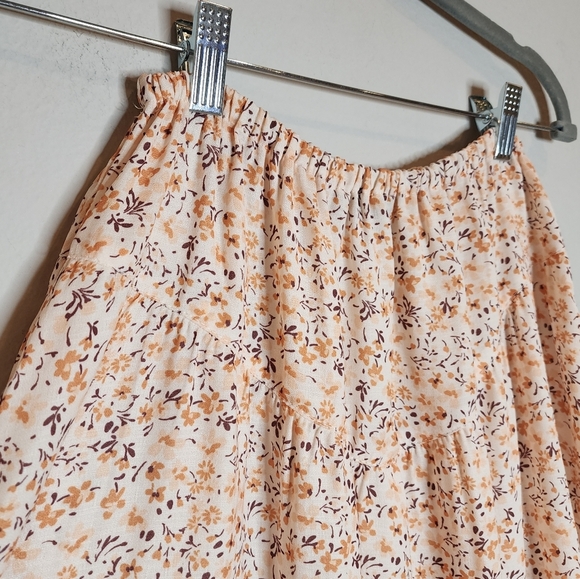 La La Land Creative Floral Midi Maxi Skirt Beige Golden Brown purple Floral XS/S - Picture 11 of 12